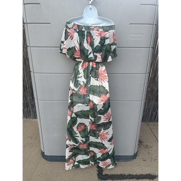 Show Me Your Mumu Hacienda Off The Shoulder Maxi Dress Paradise Found Chiffon XS - Picture 10 of 16